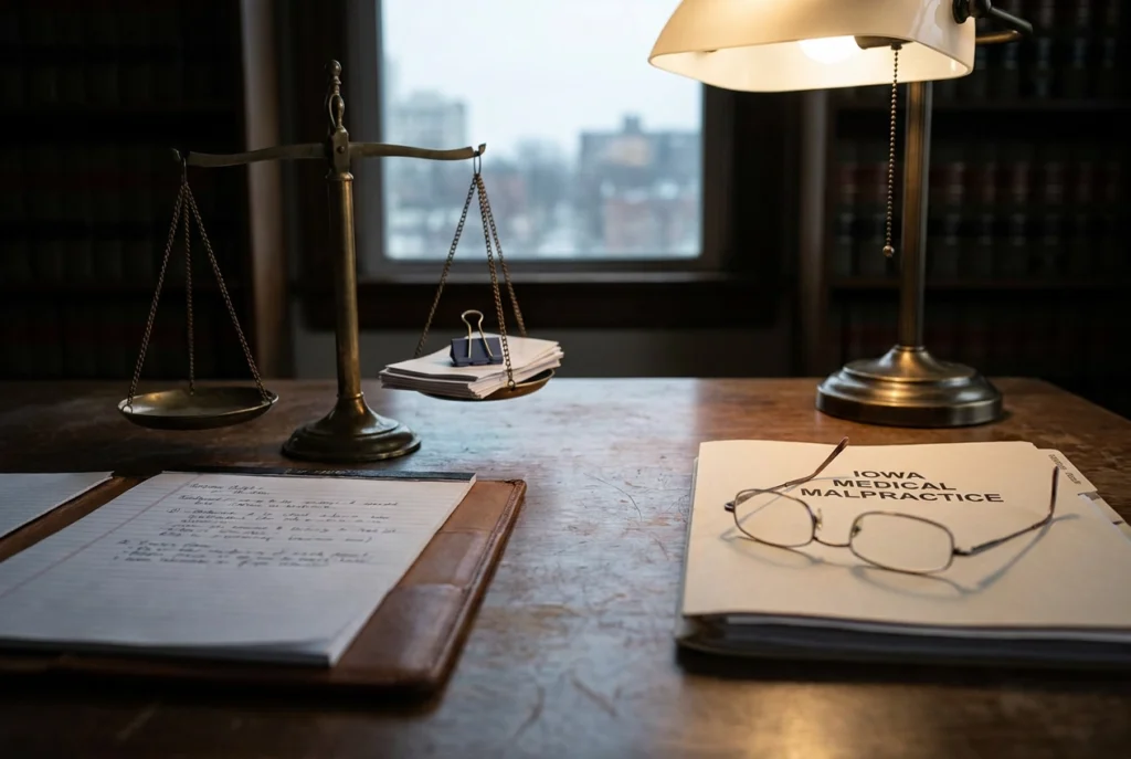 Professional header image for industry analysis: How Medical Malpractice Damages Are Calculated in Iowa: E...