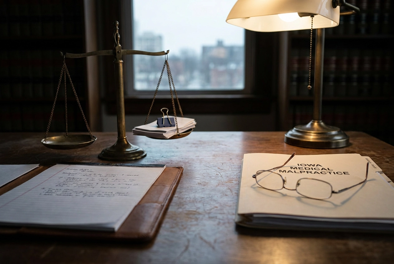 Professional header image for industry analysis: How Medical Malpractice Damages Are Calculated in Iowa: E...